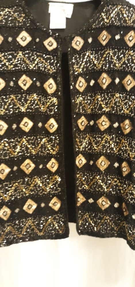 SOLD Papell Boutique Evening Silk Beaded Jacket XL